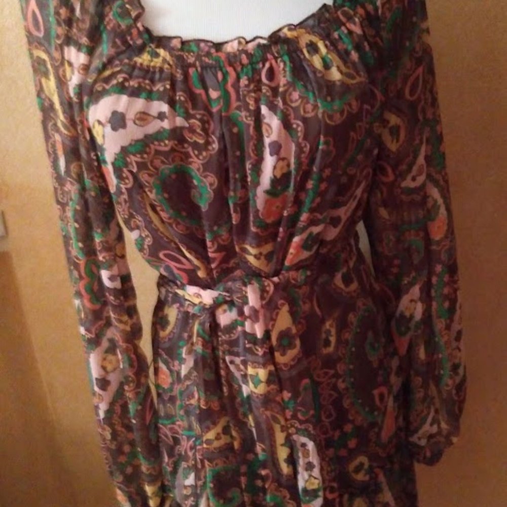 American Rag Paisley Flowly Chiffon Tunic Dress S
